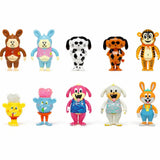 Ten vibrant, cartoon-style animal figures from How2Work’s Johnny’s Weird Collection Pocket Creatures Blind Box are arranged in two rows on a white background—ideal for fans of quirky collectibles.