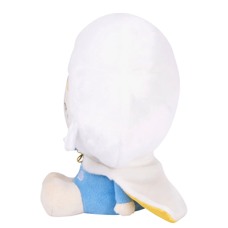 Cloudia - Momiji Magical Meadow Large Plush by Momiji features a cuddly toy with a large white head, yellow cape, and blue outfit. It's facing left with its face hidden, adding whimsy to any room decor.