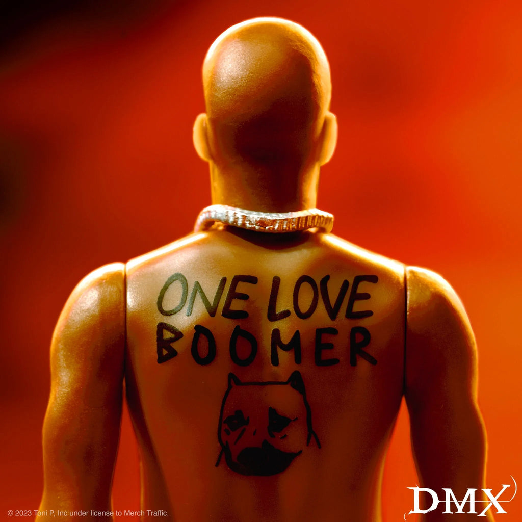 DMX ReAction figure of a bald man with a tattoo reading 