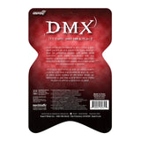 Back of a Super 7 DMX ReAction - It's Dark And Hell Is Hot debut album cover art packaging with a track listing, barcode, and manufacturing details.