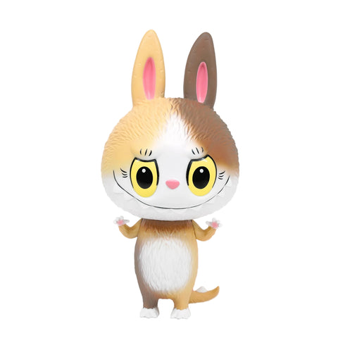 Zimomo — Lar by How2Work is an adorable collectible bunny with big yellow eyes, upright tan and brown ears, and a white belly. Standing with arms slightly raised, this cute figure is the perfect squishy toy for any collection.