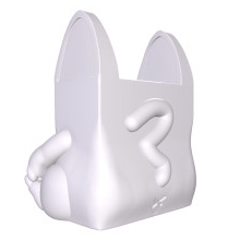 A cute storage solution, the Fuku The Lucky Cat Bag by DoomCo Designs (US) is a white, cat-shaped holder with prominent ears and a question mark on its side—perfect as a stylized bag or plant holder.