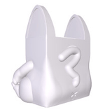 A cute storage solution, the Fuku The Lucky Cat Bag by DoomCo Designs (US) is a white, cat-shaped holder with prominent ears and a question mark on its side—perfect as a stylized bag or plant holder.