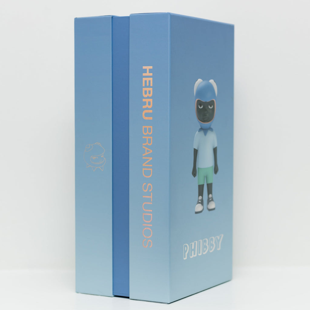 A photograph of two purple boxes, one labeled