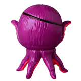 The VAG 40 β AHOY by Shelterbank from the Medicom (JP) brand is a purple, octopus-shaped toy featuring a spherical head and stubby tentacles. It is styled in the manner of Japanese vinyl toys and boasts a smooth, shiny texture that evokes the appearance of collectible gachapon figures.