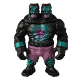 The VAG 46 — Giant Gorilla Franken Mini by Medicom is a two-headed, dark-skinned muscular action figure with teal highlights and purple shorts, inspired by Japanese vinyl toys—ideal for gachapon fans and collectors of the Vinyl Artist Gacha series.