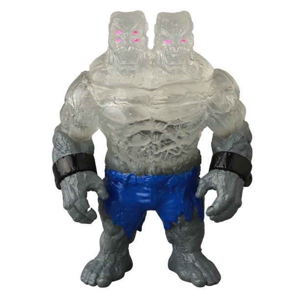 The Medicom VAG 46 — Giant Gorilla Franken Mini is a two-headed, muscular gray action figure with glowing pink eyes, blue shorts, and black wristbands—a striking addition to any Vinyl Artist Gacha collection.