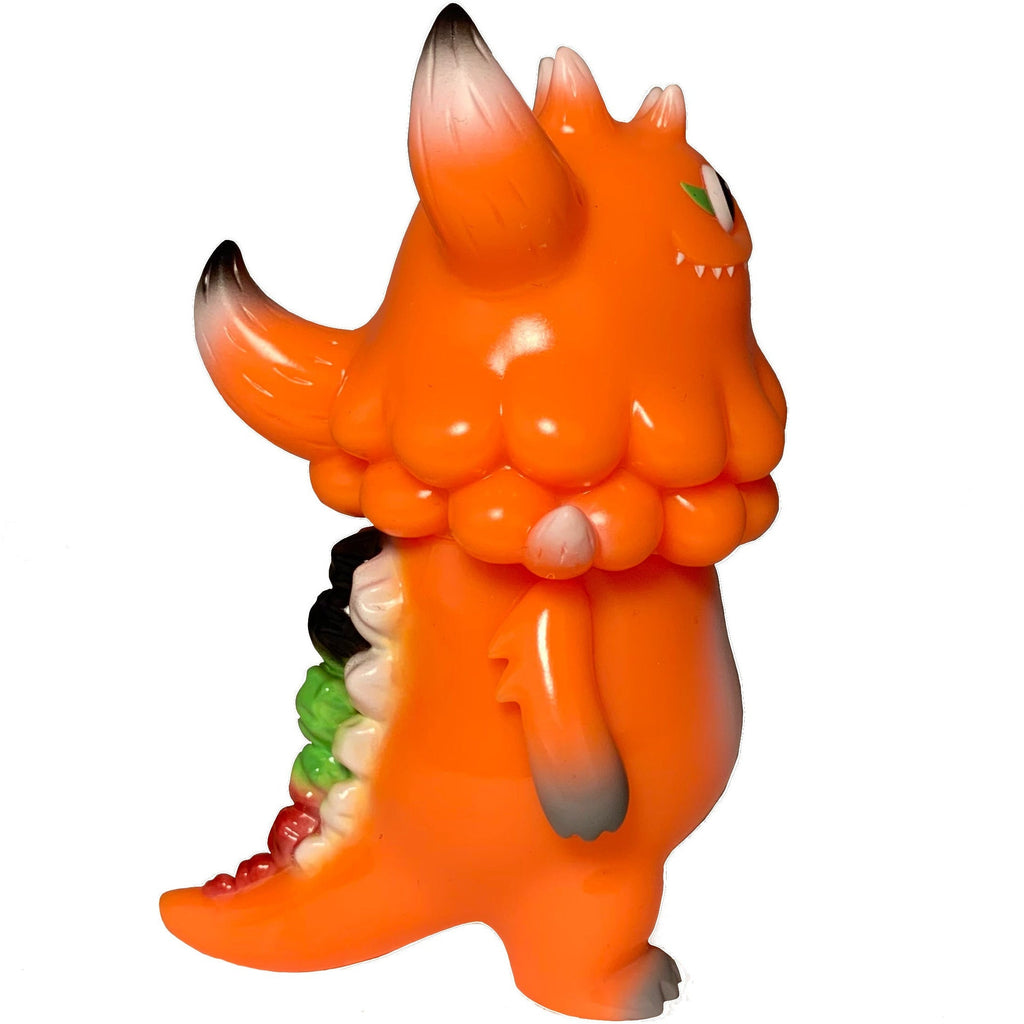 The Little Hut (HK) Rangeas Jr. - Orange: A collectible monster toy with black-tipped ears, green and red back scales, and a round body—perfect for fans.