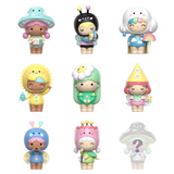 The Momiji Magical Meadow Message Dolls Blind Box by Rotofugi features 9 charming figures in vibrant outfits, displayed in a 3x3 grid; the final faded figure with a question mark teases a magical surprise yet to be revealed.