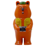 The Mamechan - #1 collectible figurine by Paradise Toy (TW) features an orange bear in a green hat and yellow vest holding a camera, displayed against a white background.