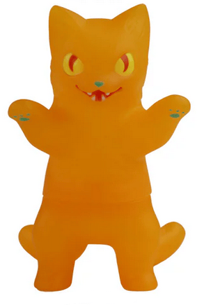 Negora Color Pallette by Konatsuya (JP) features an orange cat figurine with yellow eyes, small fangs, and blue paw markings standing upright—a must-have collectible kaiju for fans of kitty monsters.