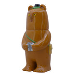 The Kurichan-Milktea brown bear figurine by Paradise Toy wears a green hat and sash, holds a gray camera, and stands upright on a white background—an ideal piece for any collectible plush display.