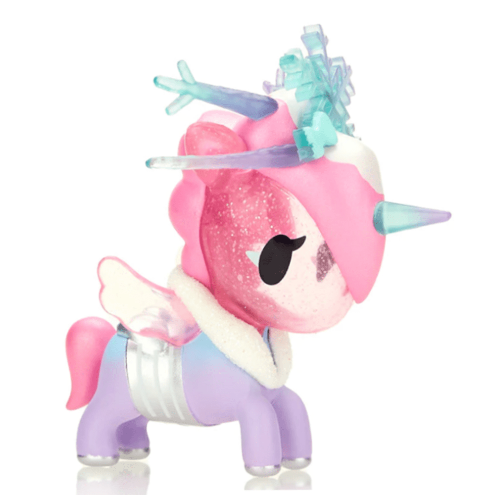 A pink and white Tokidoki Winter Wonderland - Special edition Figure with wings, perfect for a Snow Princess.