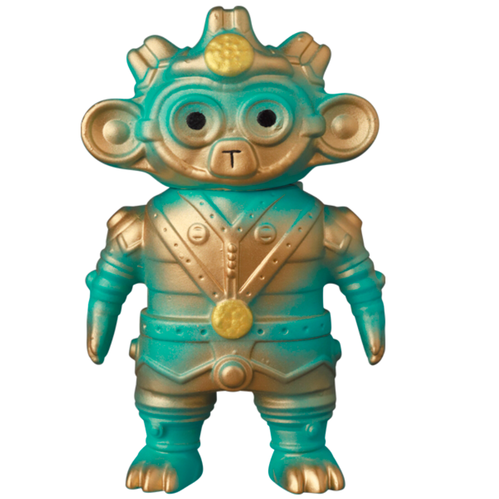 VAG 34 - Tomodachi Second Machine by Medicom (JP) features a gold and teal design, large round eyes, an armor-like suit, and a headpiece with circular decorations—this ancient Machine rises again as a gentle timeless guardian.