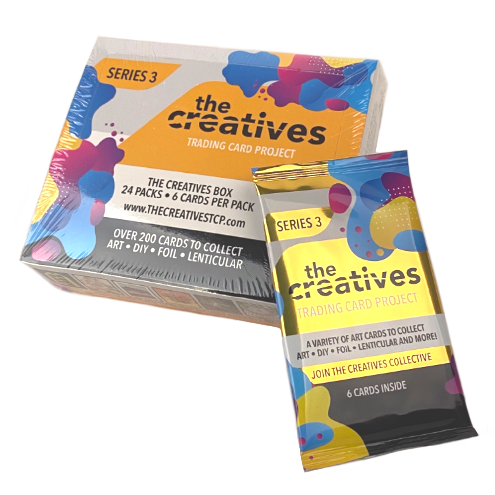 A box of The Creatives Trading Card Project (Series 3) is shown next to a box.