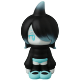 Medicom (JP) VAG 43 — Kae Chan V3 is a small Japanese vinyl toy featuring black and blue hair, a black hoodie, blue shorts, and blue shoes, standing upright with a neutral expression.