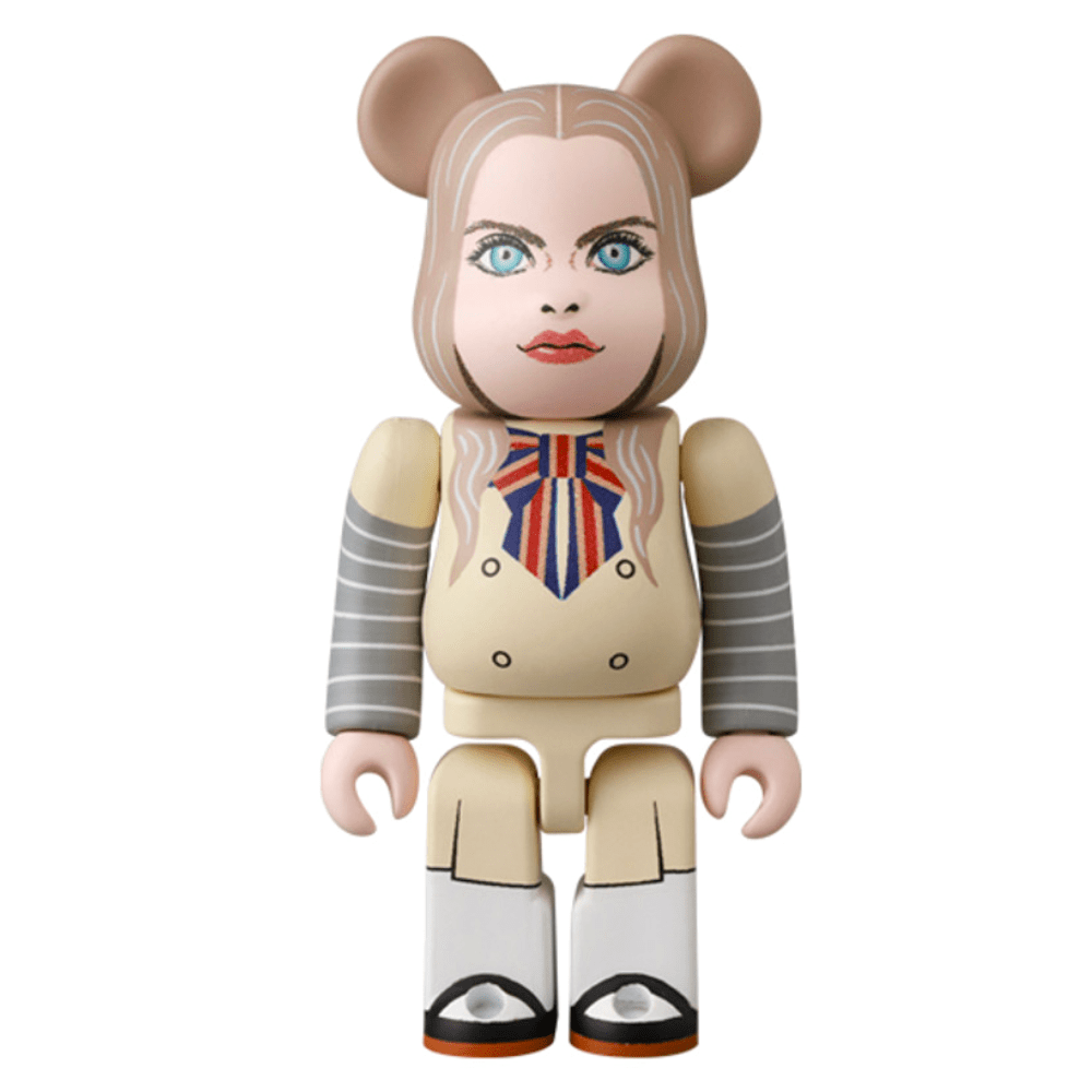 Figurine of a character with mouse ears, striped sleeves, and a necktie from the Medicom Bearbrick Series 47 Blind Box.