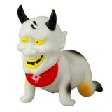 The VAG 10th Anniversary—Sebastian by Medicom (JP) is a Japanese vinyl toy figure with a white body, black horns, yellow eyes and mouth, and a red bib with a white symbol—perfect for gachapon collectors.