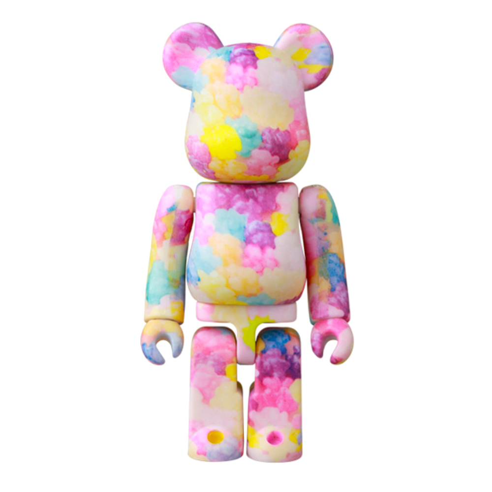 A colorful, tie-dye patterned Medicom (JP) Bearbrick Series 47 Blind Box figurine against a white background.