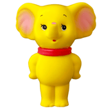 Medicom (JP) VAG 43 — ZOU is a yellow cartoon elephant figurine with pink inner ears, a red collar, and a cheerful smile, inspired by Japanese vinyl toys and the playful Vinyl Artist Gacha gachapon figure style.