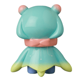 The VAG 10th Anniversary — Denshikodako by Medicom (JP) features a pastel bear-like figure with a pink bow and blue-green dress, shown from behind—ideal for Japanese vinyl toy gachapon collectors.