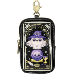 The Kaleidos Creative Wild Magic Tarot Mystery Coin Bag—Blind Box features a stylish black design with a cartoon owl magician, mystical objects, and