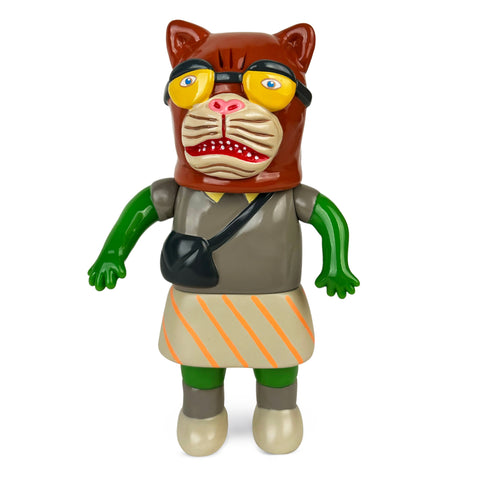 The Koara Obasan — S2V3 - Puma by Paradise Toy (TW) is a vibrant figurine with a cat-like face, yellow goggles, brown helmet, green shirt, striped skirt, black bag, and green arms.
