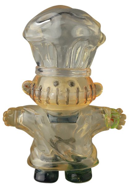 VAG 39 — Butcher by Medicom (JP) is a clear plastic chef figurine with outstretched arms and a smiling face—ideal for fans of Japanese vinyl toys and collectible gachapon figures.