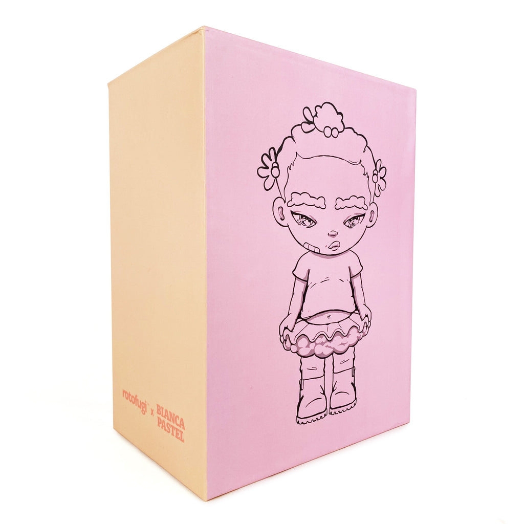 A rectangular box displays a Binky — OG resin figure, sketched on the pink and beige sides, with