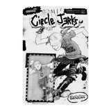 Illustrated punk rock album cover featuring a dynamic drawing of a skateboarder wearing a 