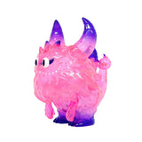 The Little Hut (HK) Rangeas Rex Jr. — Clear Pink is a collectible monster figurine with two horns, big eyes, small arms, spiked tail, and stands on two feet.