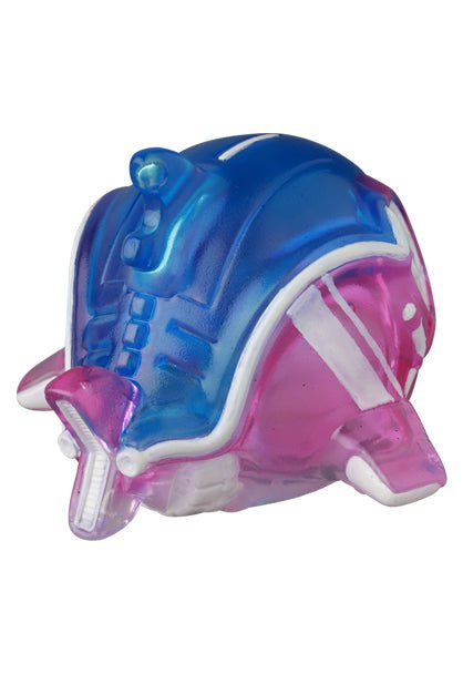 The Uomecha Mejimaguro — VAG 10th Anniversary by Medicom is a small blue and pink plastic toy with white accents and translucent parts, shaped like a robotic creature and inspired by Japanese Vinyl Artist Gacha collectibles.