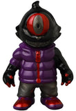 The VAG 41 — Gyaromioid by Medicom (JP) is a vinyl toy inspired by Japanese artists, with one large red eye, black skin, a purple jacket, grey pants, and red shoes, shown standing upright against a white background.