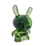 The Infected Specimen Dunny 8” GID Art Figure (LE 600) by Kidrobot (US) is a translucent green vinyl art toy with bubble-like inner details and a labeled body.