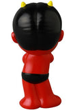 VAG 42 — HAPY by Medicom features a red cartoon character with black hair, yellow horns, and black underwear, standing with its back to the viewer—a playful addition to any Vinyl Artist Gacha or gachapon collection.