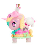 The Tokidoki Harajuku Princess Unicorno - Tanoshii Special Edition features pastel hues, star-shaped eyes, a crown, braided mane, and side bunny detail—an adorable collectible for Tokidoki fans and kawaii lovers alike.