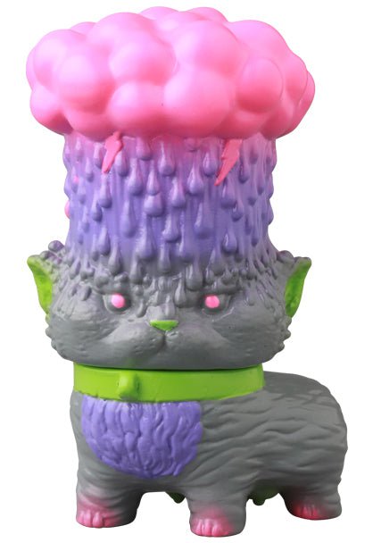 The VAG 41 — Heavy Rain Cat by Medicom (JP) features a small gray creature with green ears, a neon green collar, and a mushroom cloud head—ideal for collectors of Japanese vinyl toy gachapon figures.