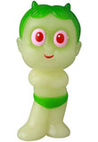 The VAG 42 — HAPY by Medicom is a green cartoonish plastic figurine with red eyes, green hair and horns, crossed arms, and a slight smile—perfect for fans of gachapon figures and Japanese vinyl toys.