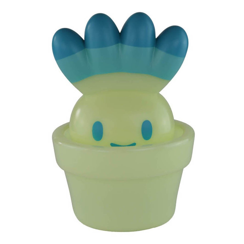 Hakusai-kun — Glow by Fewmany (JP) is a toy resembling a cheerful plant creature with five blue, rounded leaves atop its head, set against a white background.