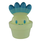 Hakusai-kun — Glow by Fewmany (JP) is a toy resembling a cheerful plant creature with five blue, rounded leaves atop its head, set against a white background.