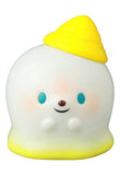 The VAG 39 — Kaiju Icey Baby by Medicom (JP) is a small, white, rounded vinyl figurine with blue eyes, a smiling face, pink cheeks, and a yellow hat, showcased against a white background.