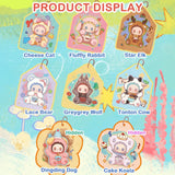 Eight Lovely Emma — Pocket Zoo Blind Box keychains: Cheese Cat, Fluffly Rabbit, Star Elk, Lace Bear, Greygrey Wolf, Tonton Cow, Dingding Dog, and Cake Koala.