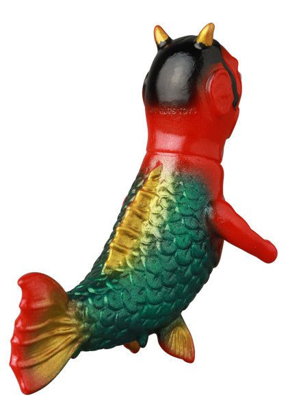 The Namanari Ningyo — VAG 10th Anniversary by Medicom (JP) is a colorful vinyl figurine with a fish body, red humanoid upper half, gold horns, and black hair, posed upright and facing away from the viewer.