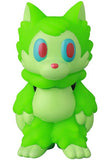 Ookamikun — VAG 10th Anniversary by Medicom (JP): A green cartoon-like animal figure with blue and red eyes, standing upright and facing forward, reminiscent of Japanese vinyl collectible Vinyl Artist Gacha figures.