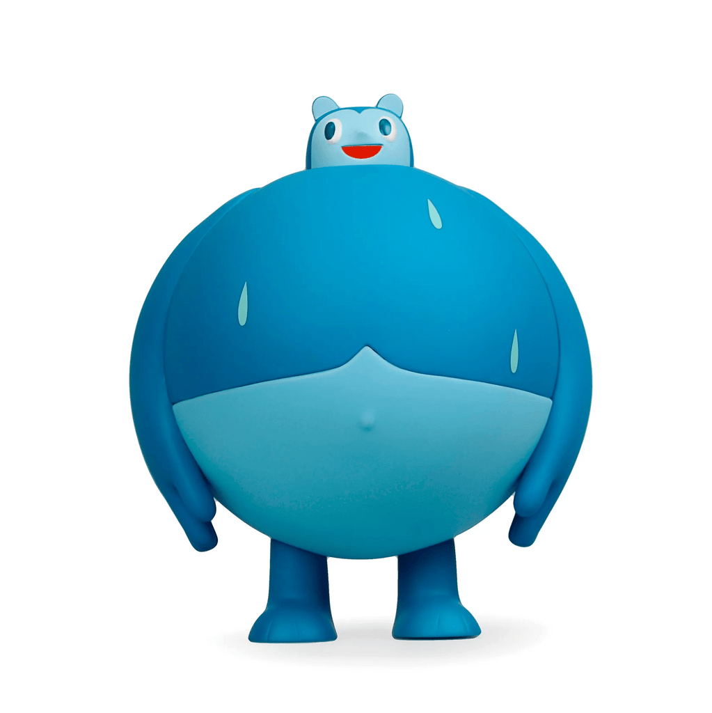 A blue Heavy Cream Sugar Booger Vinyl Figure stands on a white background.