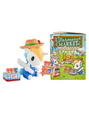 A tokidoki Farmers Market Unicorno Blind Box figurine sits beside small jars, making it a delightful addition to any tokidoki collection.