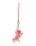 The tokidoki Shimmer Cherry Blossom Unicorno Frenzies Blind Box features a small pink Unicorno keychain with a pink strap, colorful mane, and metallic clip—an adorable addition to any blind box collection.