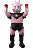 VAG 41 — Space Guy 56 by Medicom (JP): A pink humanoid robot vinyl figure with raised arms, red gloves, a metallic face mask, black boots and armor—an eye-catching collectible inspired by Japanese toy design.