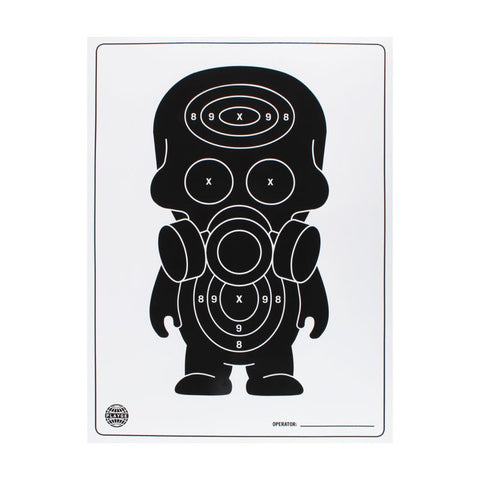 A black and white picture of a man in a gas mask, printed with black ink on lightweight paper, featuring the Playge (HK/US) Black Gassed Target Print.