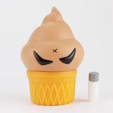 A vinyl Smorkin' Monger Jerome - Chocolate ice cream cone with an angry face, created by Squibbles Ink + Rotofugi (US).